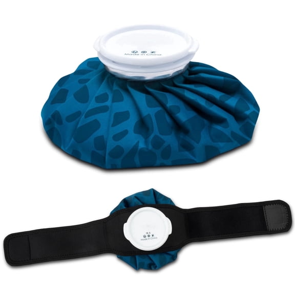 Ice Bags for Injuries Hot & Cold Therapy Reusable Hot Water Bag for Injuries No-Leak Elastic Breathable Ice Pack with Breathable Support Wrap (9inch)