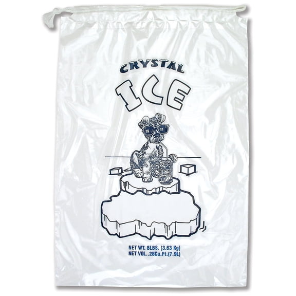 Ice Bags with Drawstring Heavy Duty Commercial Grade (8 lb Pack 100)