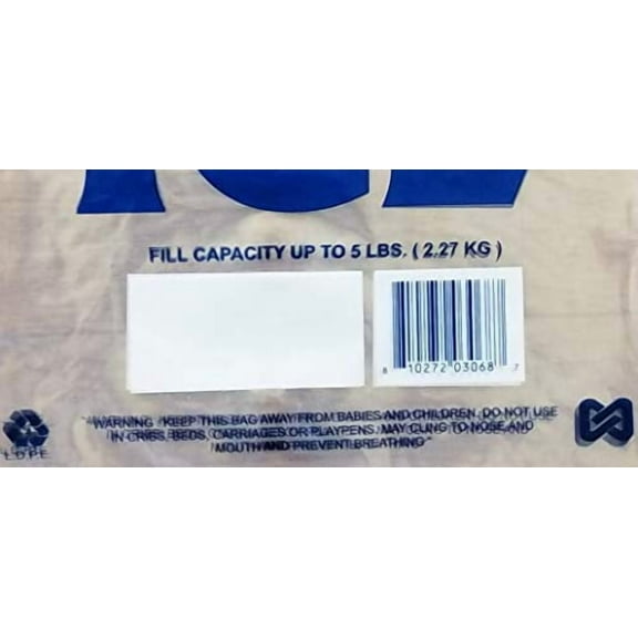 Ice Bags with Twist Ties, 9" W x 18" H (Width x Height), 5 LB Capacity, LLDPE 1.5 MIL Thick, Printed Polar Bear and Cub, 1,000 Bags/Box