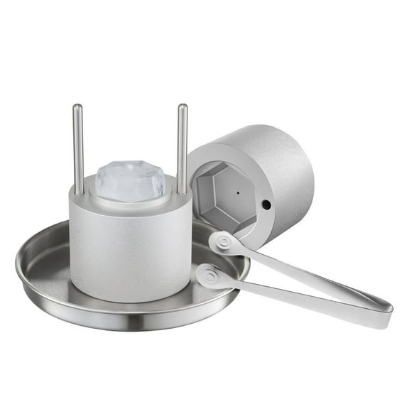 Ice Ball Maker 2.4", Diamond Ice Press Kit for Whiskey & Cocktails - Aviation Aluminum Ice Diamond Mold with Tong & Drip Tray