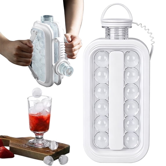 Ice Ball Maker Bottle, Portable Sphere Ice Cube Mold, Leak‑Proof Ice Ball Making Container, Dual‑Purpose Ice Kettle with Built‑in Mold, Easy‑Release Round Ice Tray for Beverage Home Bar Drink Use