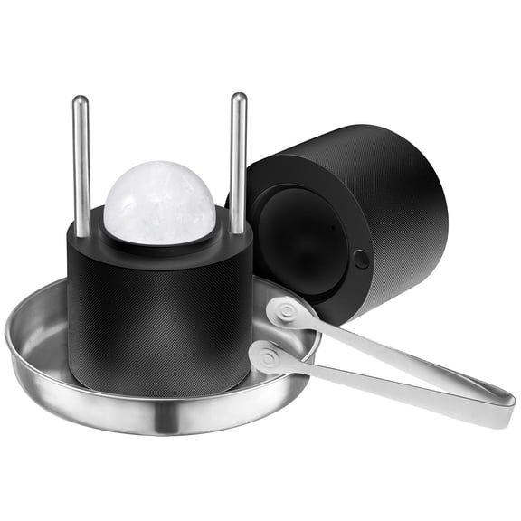 Ice Ball Maker Kit with 2.4" Sphere Mold, Whiskey Glass, Tongs & Tray - Perfect for Cocktails, Bourbon, and Entertaining