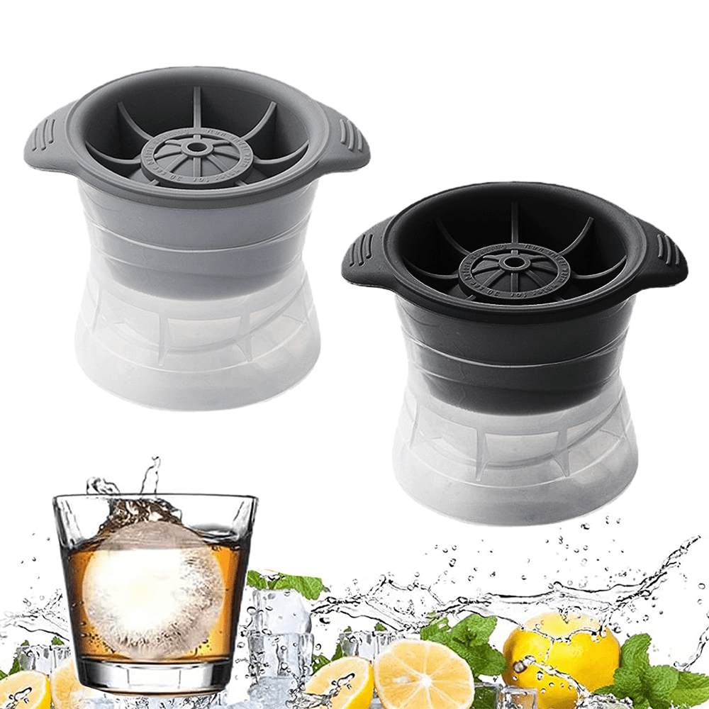 Ice Ball Maker Mold - Silicone Lid Large Round Sphere Cube For Whiskey Y6C4
