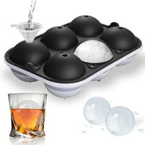 Ice Ball Maker, Reusable 2.5 Inch Ice Cube Trays, Easy Release Silicone Round Ice Sphere Tray with Lids & Funnel for Whiskey, Cocktails & Bourbon Black