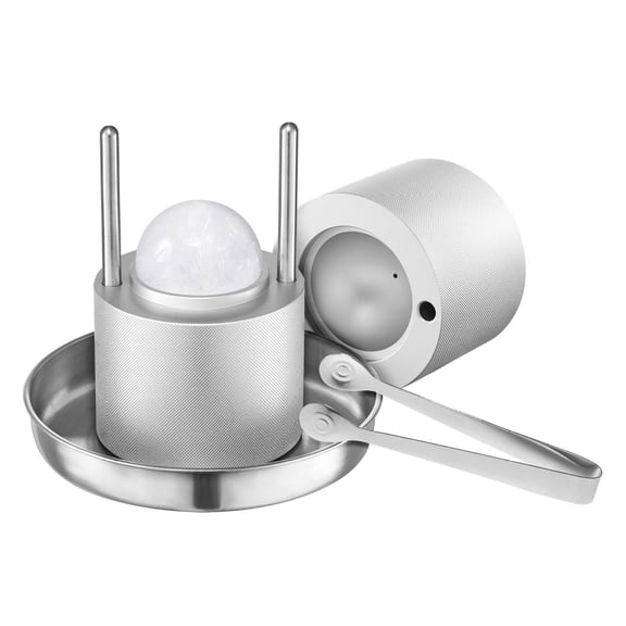 Ice Ball Press Kit 2.1", Whiskey Ice Molds Maker, Cocktail Ice Press for Drinks, Aviation Aluminum Ice Sphere Maker with Tongs & Drip Tray