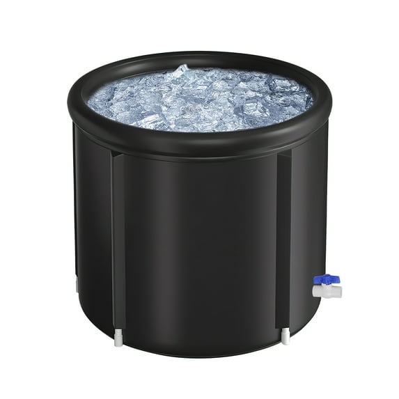 Ice Bath Tub for Athletes with Cover TeqHome 97 Gallons Cold Plunge Tub for Recovery Multiple Layered Portable Ice Bath Plunge Pool Indoors and Outdoors Black