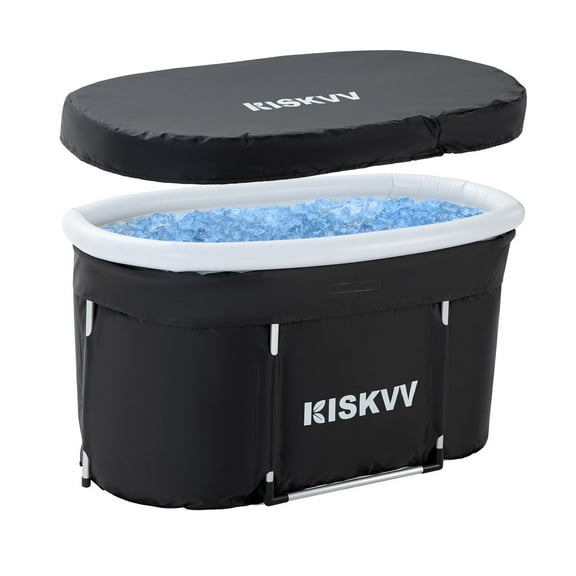 Ice Bath Tub, Folding Portable Inflatable Cold Tub with Lid | Recovery Ice Bath for Athletes & Wellness | Burn Fat, Boost Energy
