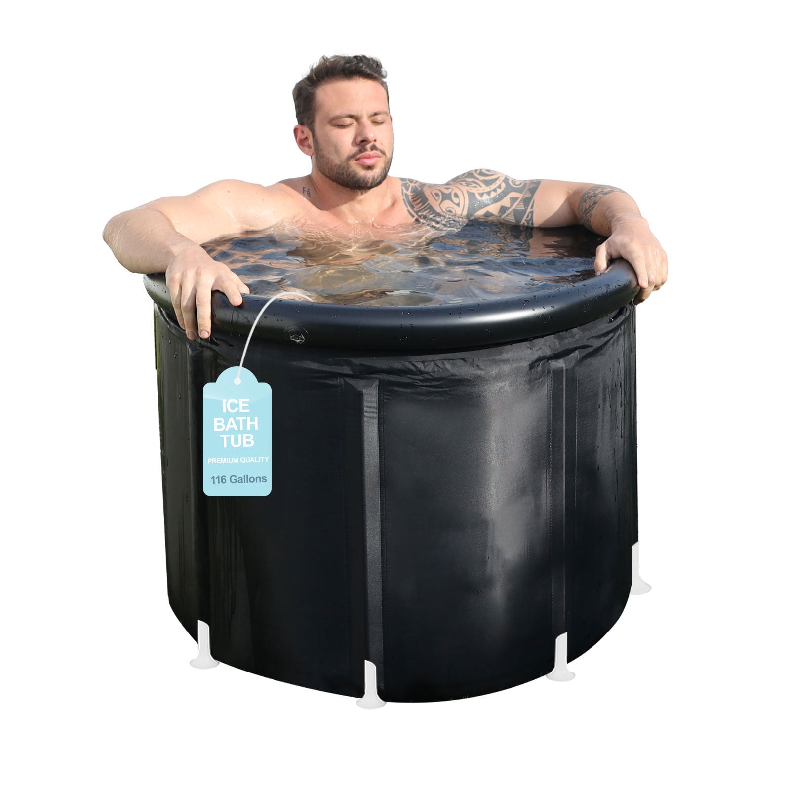 Ice Bath Tub For Athletes With Cover 102 GL Cold Plunge Tub Portable Folding Plunge Pool For Outdoor Gym Treatments