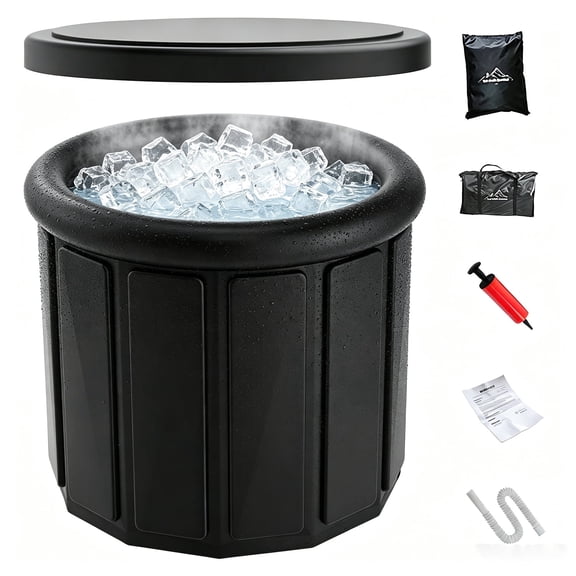 SOTOS Ice Bath Tub, 105 Gallon Cold Plunge Tub with Cover Lid, Portable Inflatable Ice Plunge Tub for Adults, Side Drain