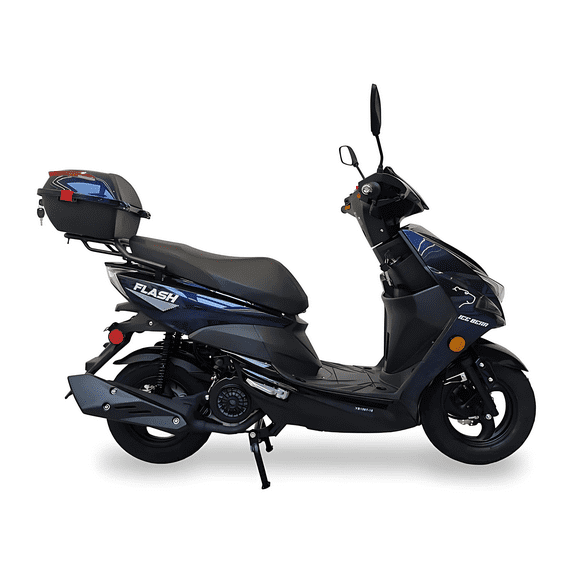 Ice Bear Flash PMZ150-4 150cc Gas Powered Scooter with LED Headlights, Front Disc Brake, Rear Cargo Trunk, USB Port, and 10 Inch Rims (Blue)