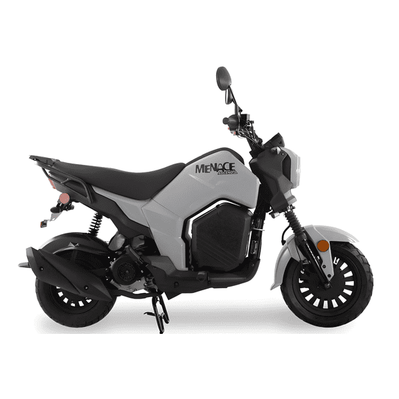 Ice Bear PMZ50-Z1 Menace 50cc Scooter, Automatic CVT, Electric Start, LED Lights, Digital Display, Front Disc/Rear Drum Brakes, Alloy Wheels (Black)