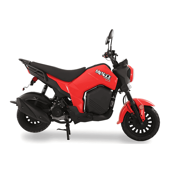 Ice Bear PMZ50-Z1 Menace 50cc Scooter, Automatic CVT, Electric Start, LED Lights, Digital Display, Front Disc/Rear Drum Brakes, Alloy Wheels (Red)