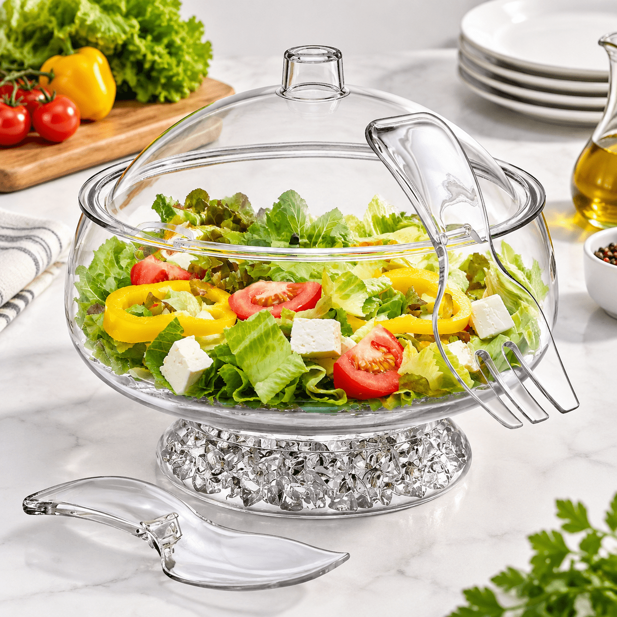 - Ice Bed 5-quart Salad Bowl With Built-in Base And Lid Plasticr ...