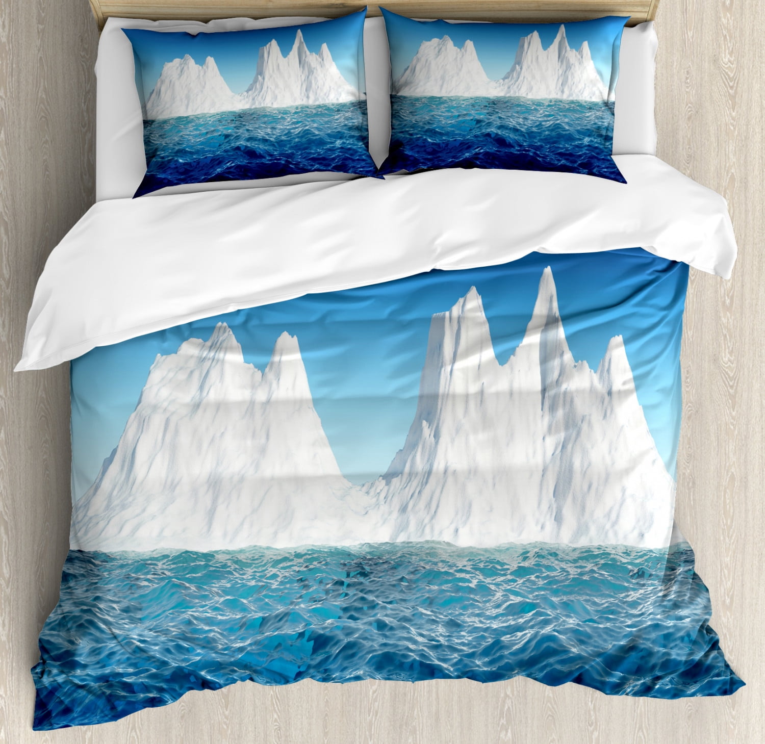 Ice Berg Duvet Cover Set, Antarctic Scene with High Snowy Formations in ...