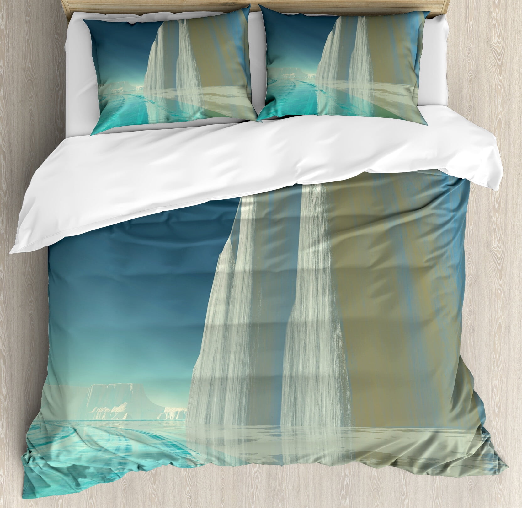 Ice Berg Duvet Cover Set, Graphical Massive Frigid Structure by the Sea ...