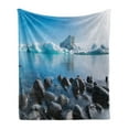 thumbnail image 1 of Ice Berg Soft Flannel Fleece Blanket, Arctic Environment Floating Glacier Oceanic Outdoor Scene Winter Season, Cozy Plush for Indoor and Outdoor Use, 70" x 90", Azure Blue Multicolor, by Ambesonne, 1 of 5