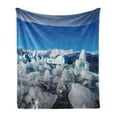 thumbnail image 1 of Ice Berg Soft Flannel Fleece Blanket, Glacier Elements Floating in a Lagoon in Iceland Global Warming Effect, Cozy Plush for Indoor and Outdoor Use, 50" x 60", Azure Blue Multicolor, by Ambesonne, 1 of 5