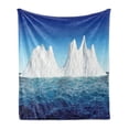 thumbnail image 1 of Ice Berg Soft Flannel Fleece Throw Blanket, Antarctic Scene with High Snowy Formations in the Ocean, Cozy Plush for Indoor and Outdoor Use, 60" x 80", Cobalt Blue Sea Blue, by Ambesonne, 1 of 5