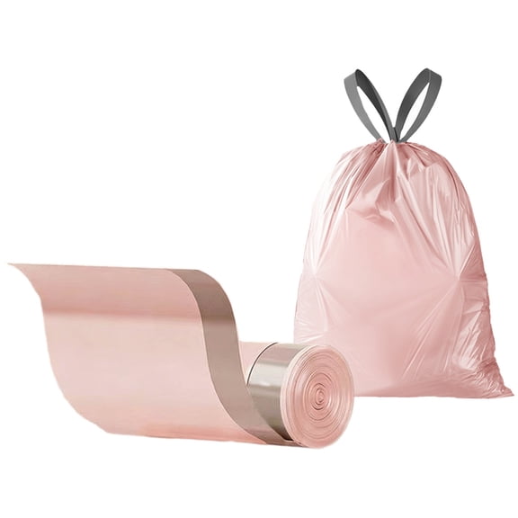 Ice Berry Pink Drawstring Garbage Bags, Thickened Heavy Duty Trash Pouch, Leakproof Disposable Plastic Bag for Kitchen Home Dormitory Daily Use