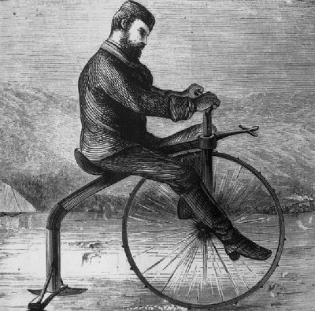 Ice Bike 1880s Artist Unknown Canvas Art - (24 x 36)
