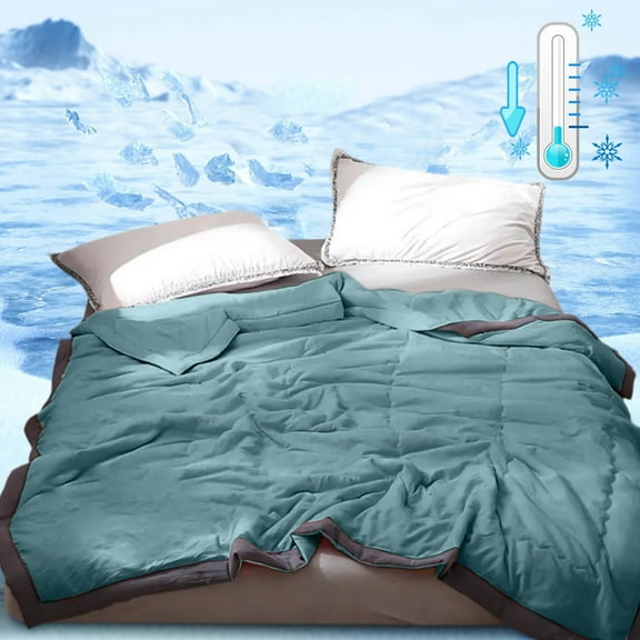 Ice Blanket for All-Season Lightweight Cooler Quilt for Hot Sleepers and Night Sweats Breathable Thin Comforter Cool Double Sided Cold Effect Throw Blanket Bed