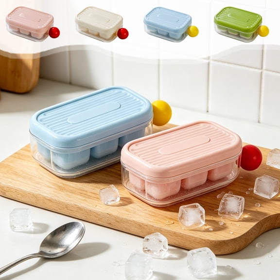 Ice Block Tray Mold, Large Capacity Ice Storage Box, Press and Drop Ice Maker with Dust Proof Cover, Food Grade Plastic Material, Easy Demoulding Design for Household Use