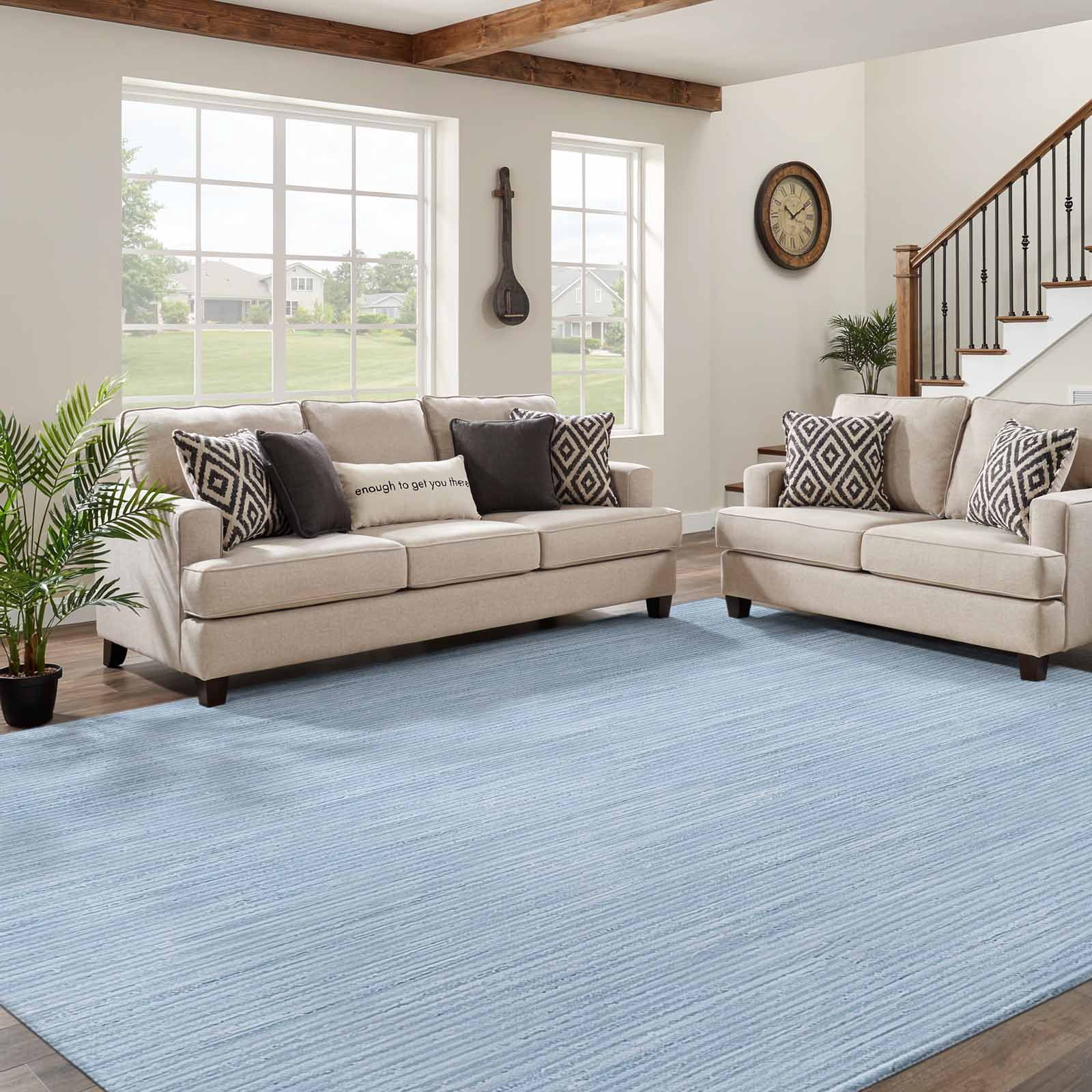 Ice Blue 5x7 Area Rug Living Room Rugs Country Vintage Minimalist ...