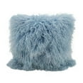 thumbnail image 1 of Ice Blue Color Genuine Mongolian Real Lamb Fur Decorative Throw Pillow - Polyester Filled, 16" Square, 1 of 2