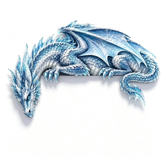 Ice Blue Dragon Corner Hanger, 7.9 Inch Door Frame Dragon Wall Art, Fantasy Ledge Sitter Sculpture Decor