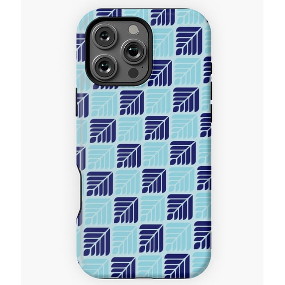 Ice Blue Geometric Petals Pattern N7226 Phone Case for iPhone 17 16 15 14 13 12 11 Pro Max