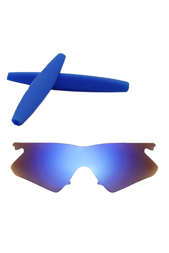 Ice Blue Mr. Shield Polarized Replacement Lenses And Blue Earsocks For Oakley M Frame Heater Sunglasses