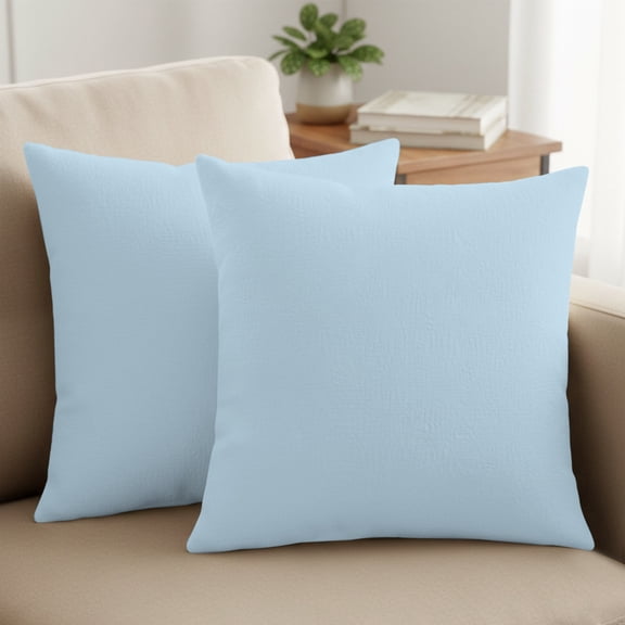 Ice Blue Pillow Covers Set of 2, Light Blue Color Solid Background Rustic Farmhouse 16x16 Inch Decorative Throw Pillow Covers Soft Pillowcases with Zipper for Couch Sofa Bed Chair