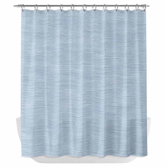Ice Blue Solid Color Shower Curtain - Water Repellent Fabric Shower Curtains Washable, Minimalist Vintage Linen Texture Decorative Polyester Cloth Bathroom Curtains Modern Bath Decor 72"x72"