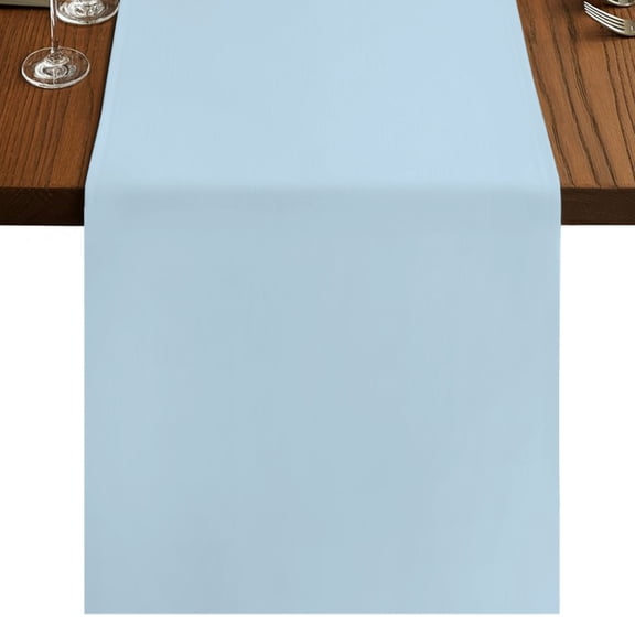 Ice Blue Table Runner 36 Inches Long, Light Blue Color Solid Background Rustic Farmhouse Cotton Linen Dining Table Runner Dresser Scarves for Home Kitchen Party Decor 13"x36"