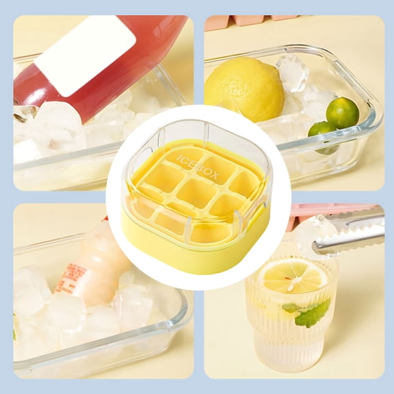 Ice Box Press One Second Ice Maker, QQZ Portable Mini Tray with Easy Release, 9-Cell Quick Freeze Ice for Drinks Cocktails
