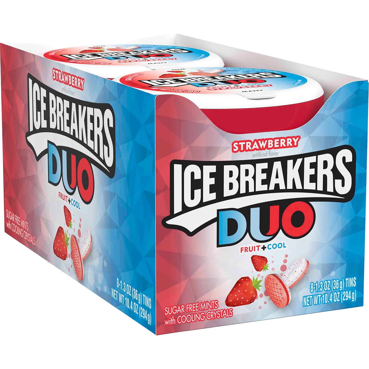 Ice Breaker Duos Mints, Strawberry and Mint, 1.3 oz, 8 Count