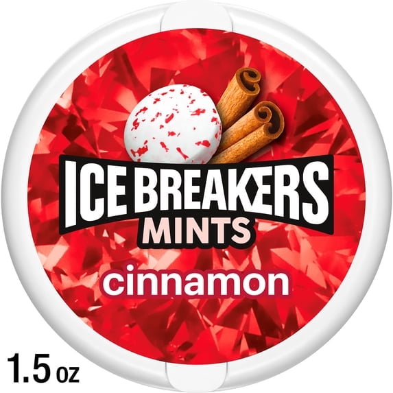 Ice Breakers Cinnamon Flavored Sugar Free Mints, Puck 1.5 oz
