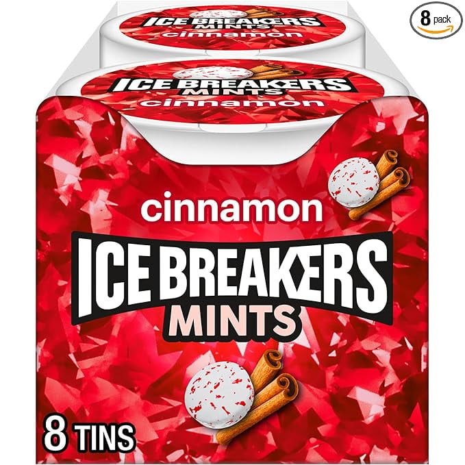 Ice Breakers Cinnamon Sugar Free Mints Tins, 1.5 oz (8 Count)