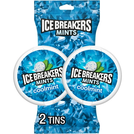 Ice Breakers Coolmint Sugar Free Mints, Tins 1.5 oz, 2 Count