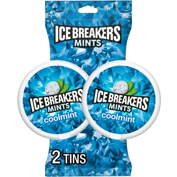 Ice Breakers Coolmint Sugar Free Mints, Tins 1.5 oz, 2 Count