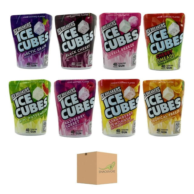 Ice Breakers Ice Cubes Gum Variety 8 Pack of Fruity Flavors- Bubble ...