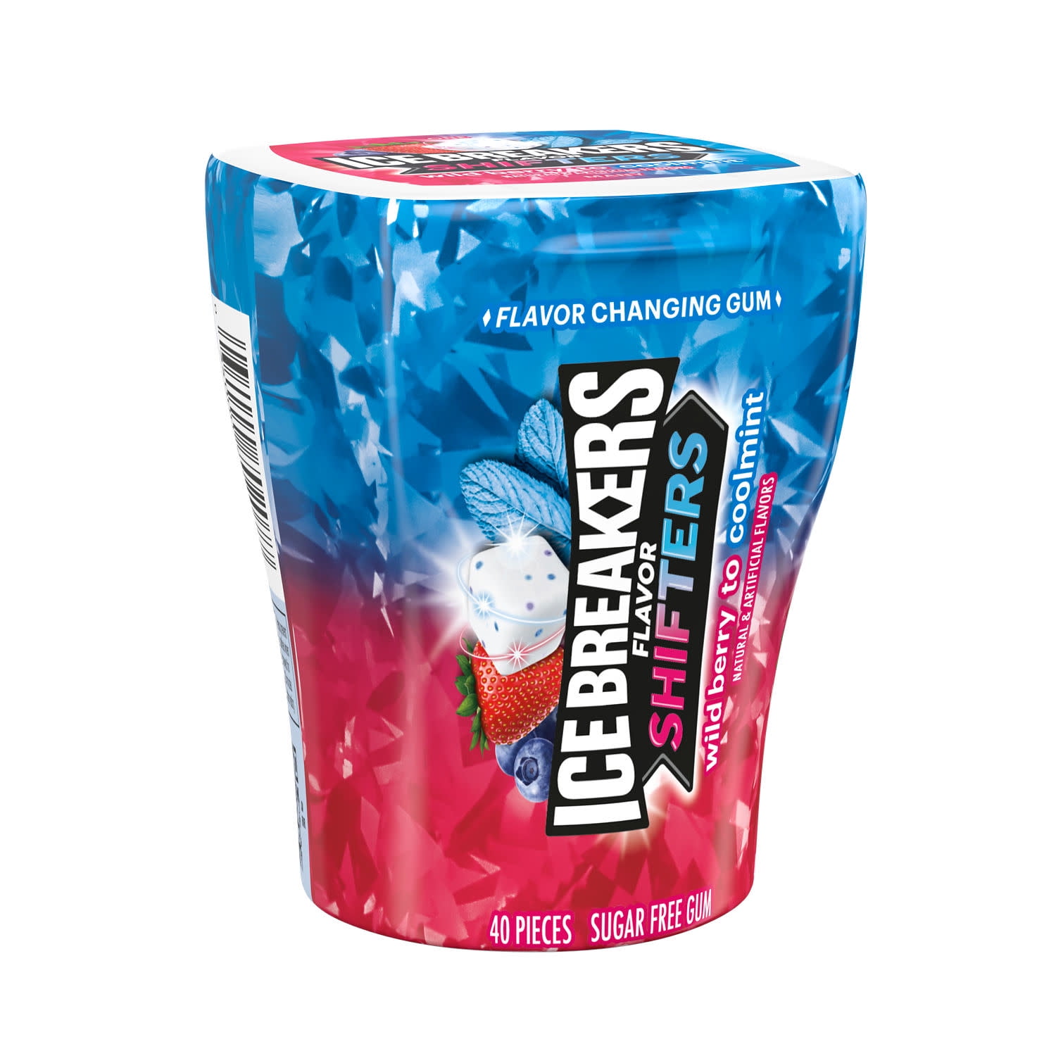 Ice Breakers Flavor Shifters Wild Berry to Coolmint Flavored Sugar Free Chewing Gum, Bottle 3.24 oz, 40 Pieces