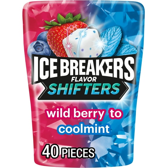 Ice Breakers Flavor Shifters Wild Berry to Coolmint Flavored Sugar Free Chewing Gum, Bottle 3.24 oz, 40 Pieces