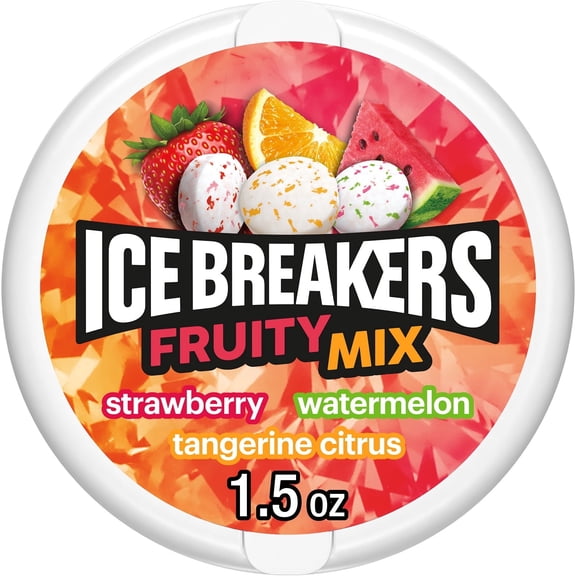 Ice Breakers Fruity Mix Assorted Fruit Flavored Sugar Free Mints Puck, 1.5 oz