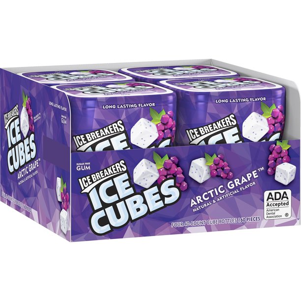 Ice Breakers, Ice Cubes, Arctic Grape Gum, 3.24 Oz, 4 Ct