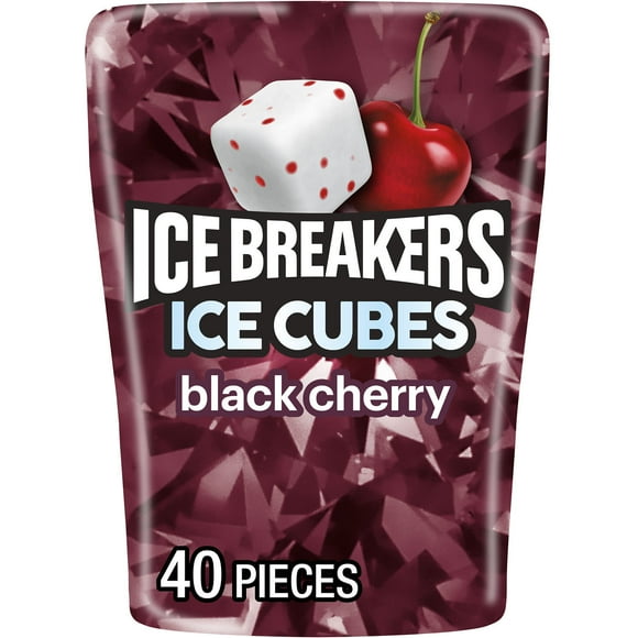 Ice Breakers Ice Cubes Black Cherry Sugar Free Chewing Gum, Bottle 3.24 oz, 40 Pieces