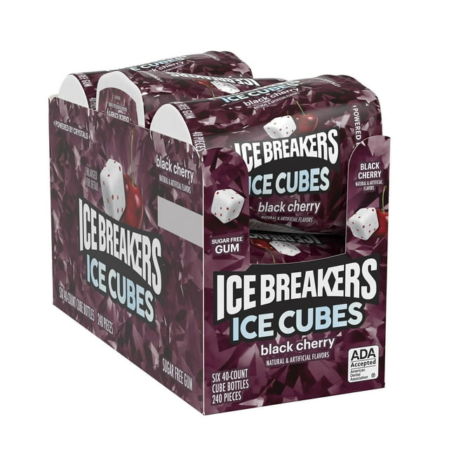 Ice Breakers Ice Cubes Black Cherry Sugar Free Chewing Gum, Bottles 3.