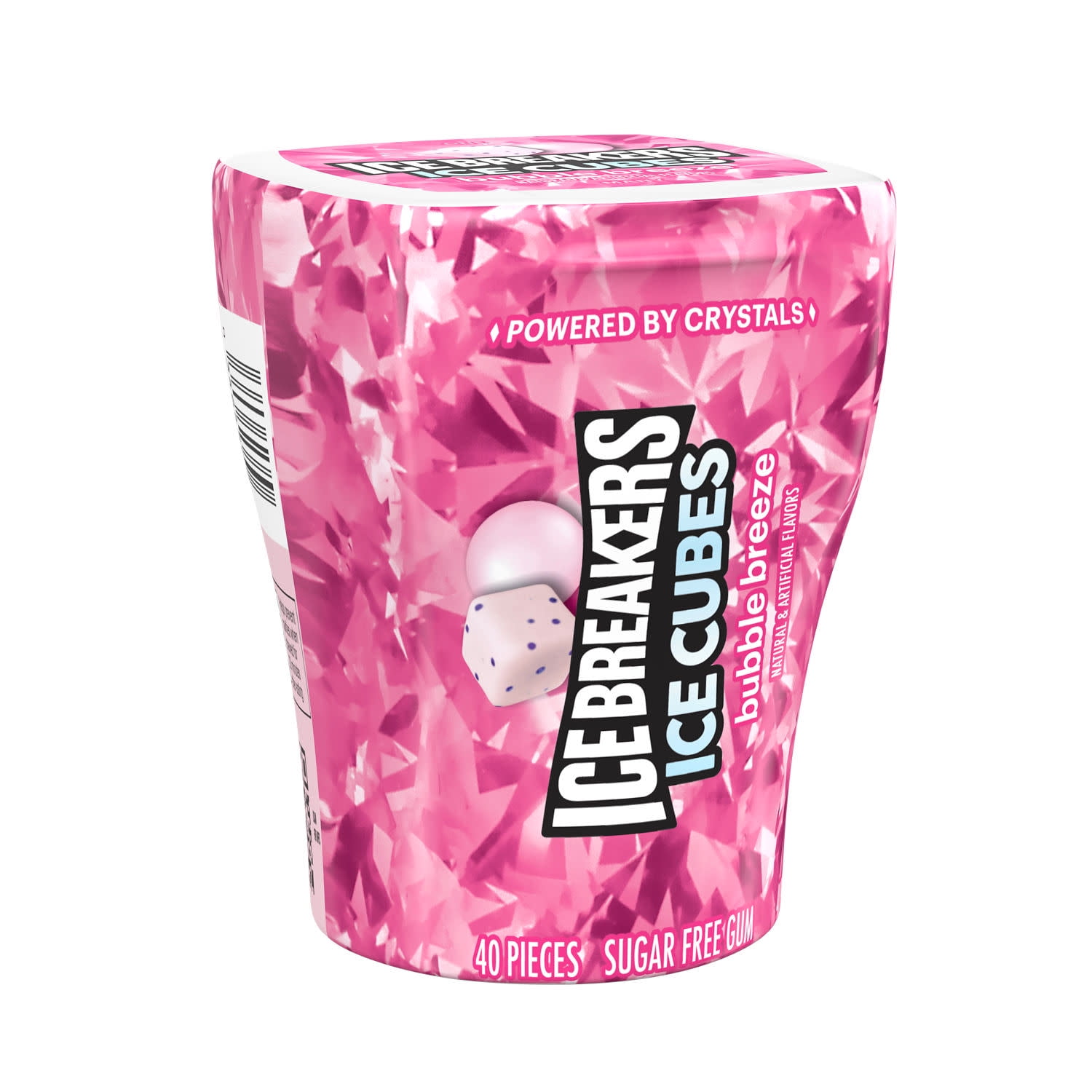 Ice Breakers Ice Cubes Bubble Breeze Flavored Sugar Free Chewing Gum, Bottle 3.24 oz, 40 Pieces
