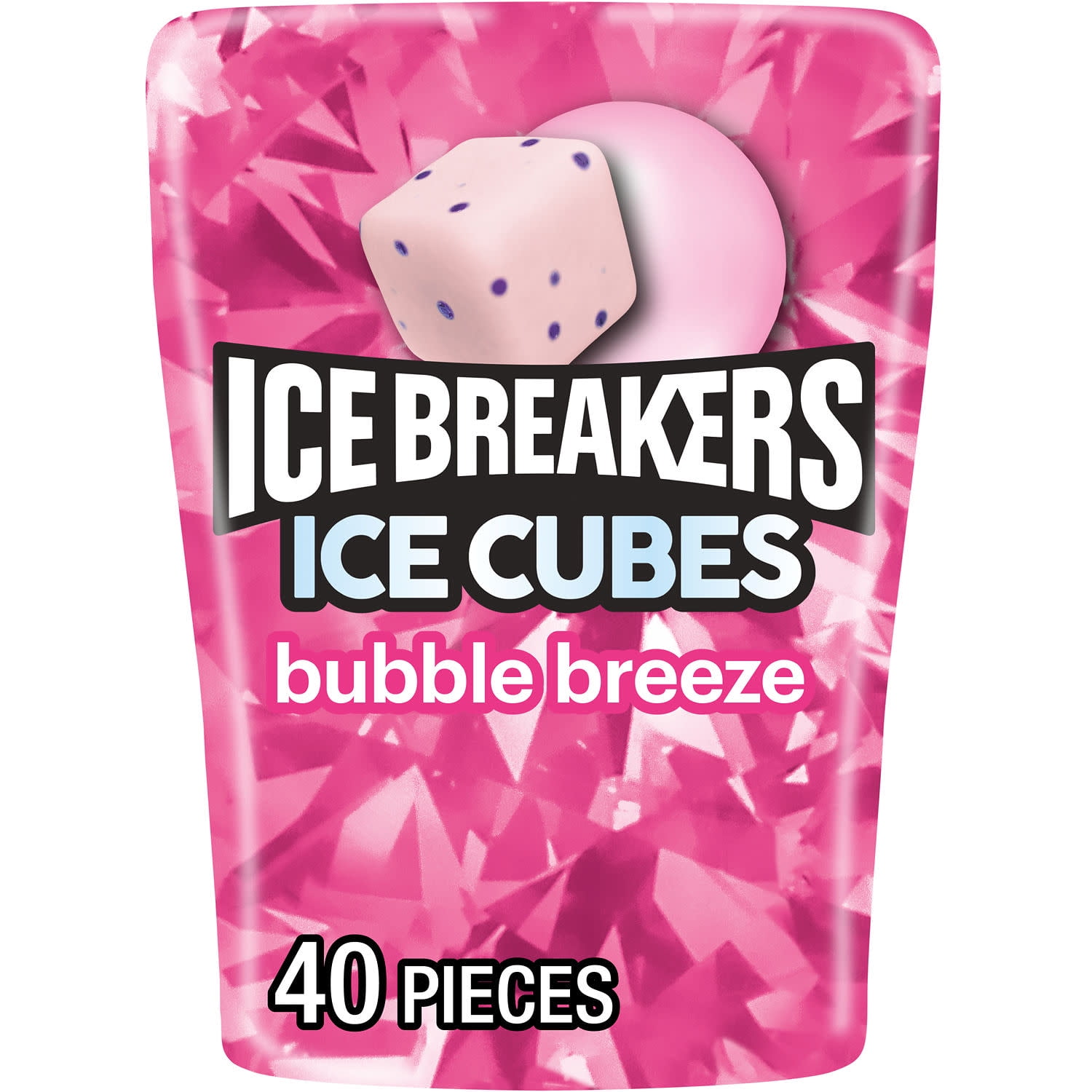 Ice Breakers Ice Cubes Bubble Breeze Sugar Free Chewing Gum, Bottle 3.24 oz, 40 Pieces