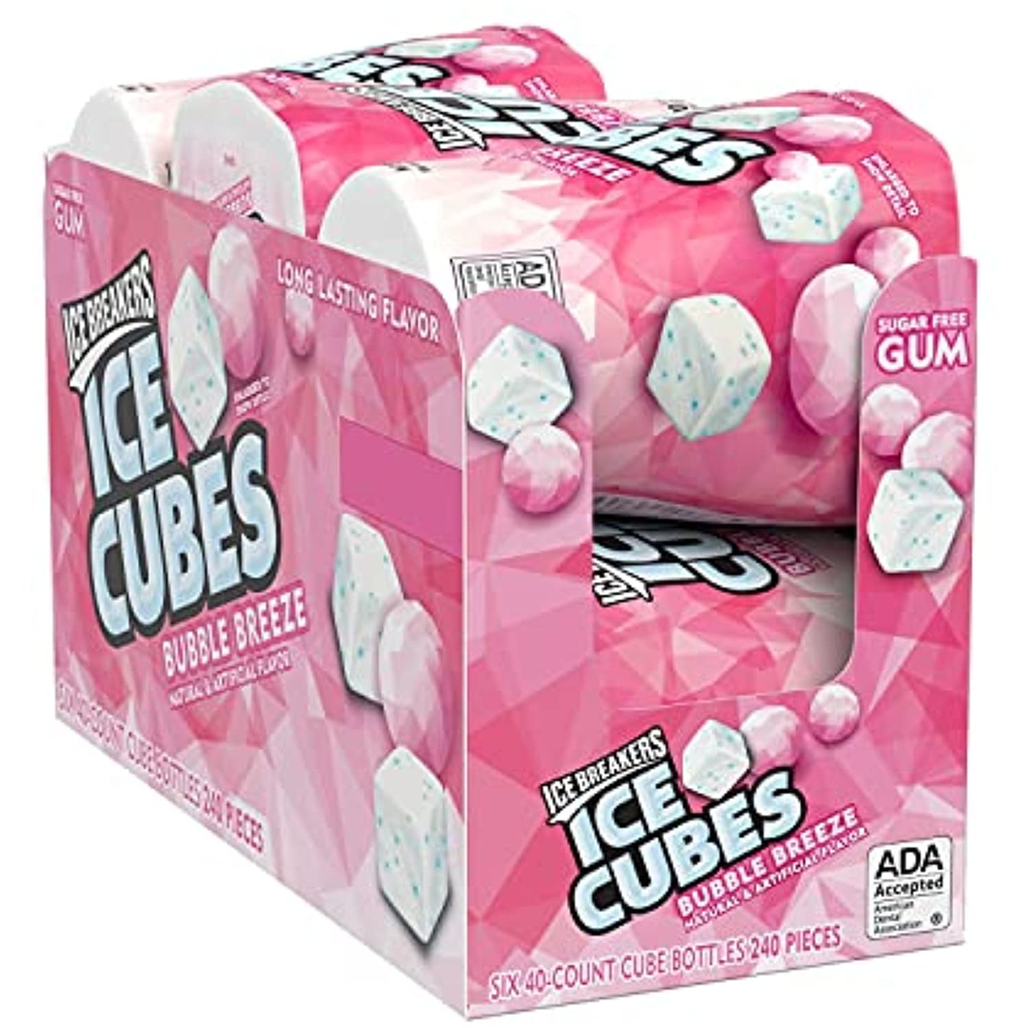 Ice Breakers Ice Cubes Bubble Breeze Sugar Free Chewing Gum With Xylitol, Bulk, 40 Piece Bottles (6 Ct.)